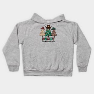 Howdy Christmas, Cowboy Hats, Christmas Trees Kids Hoodie